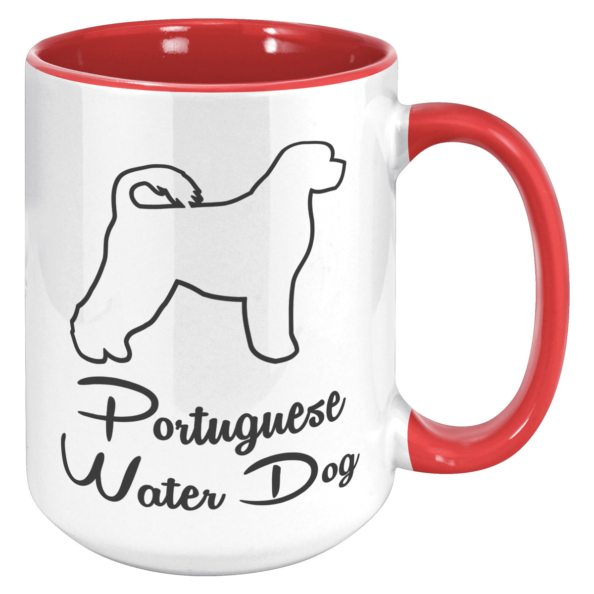 Portugese Water Dog Outlined Silhouette 15oz Accent Mug