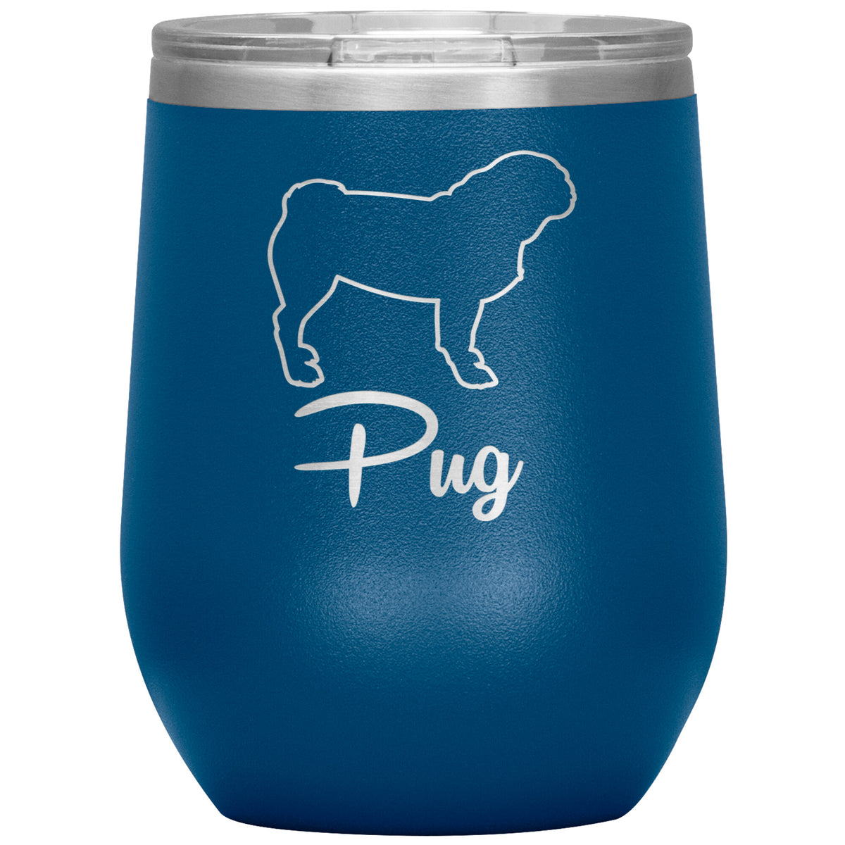 Pug Dog Outlined Silhouette 12oz Wine Insulated Tumbler