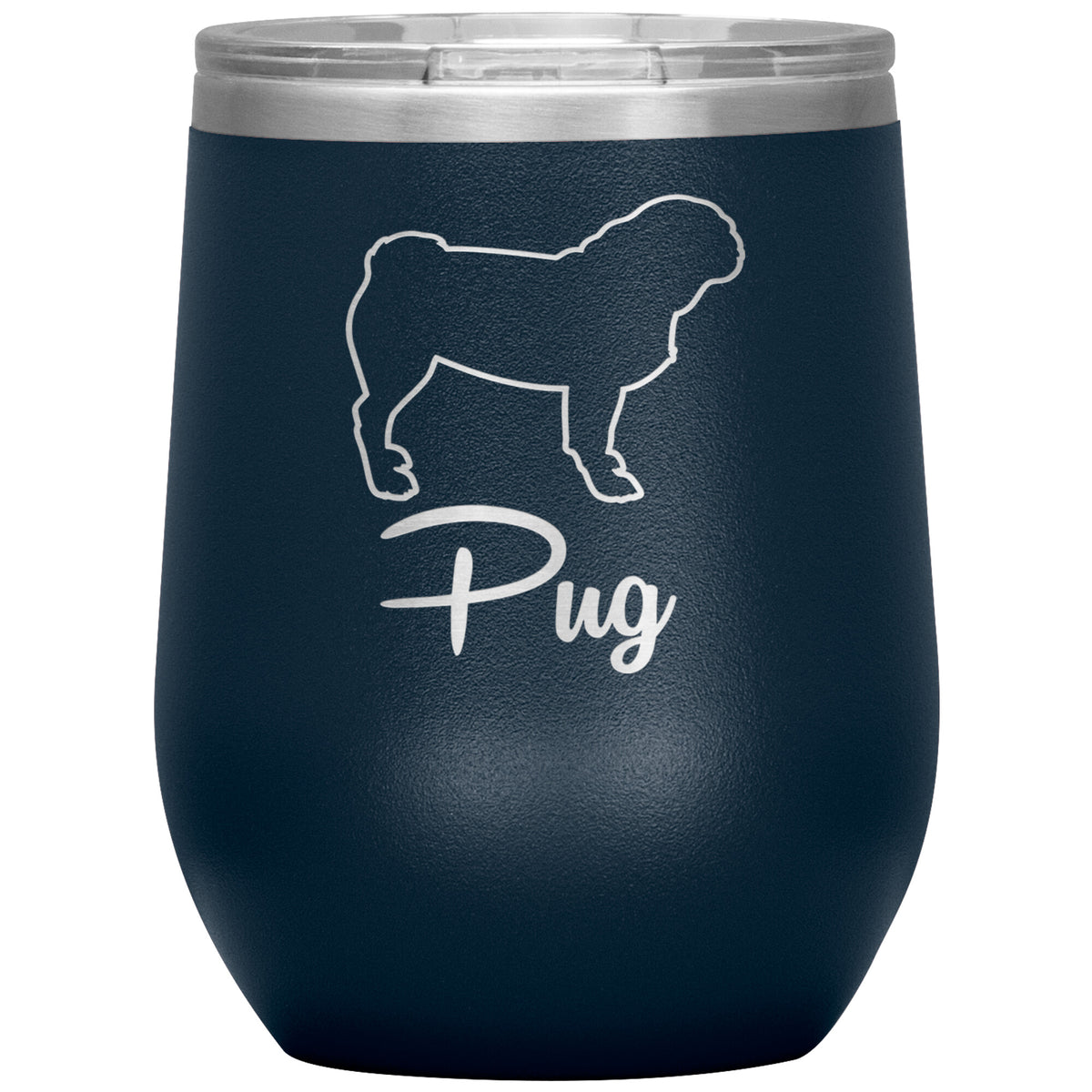 Pug Dog Outlined Silhouette 12oz Wine Insulated Tumbler