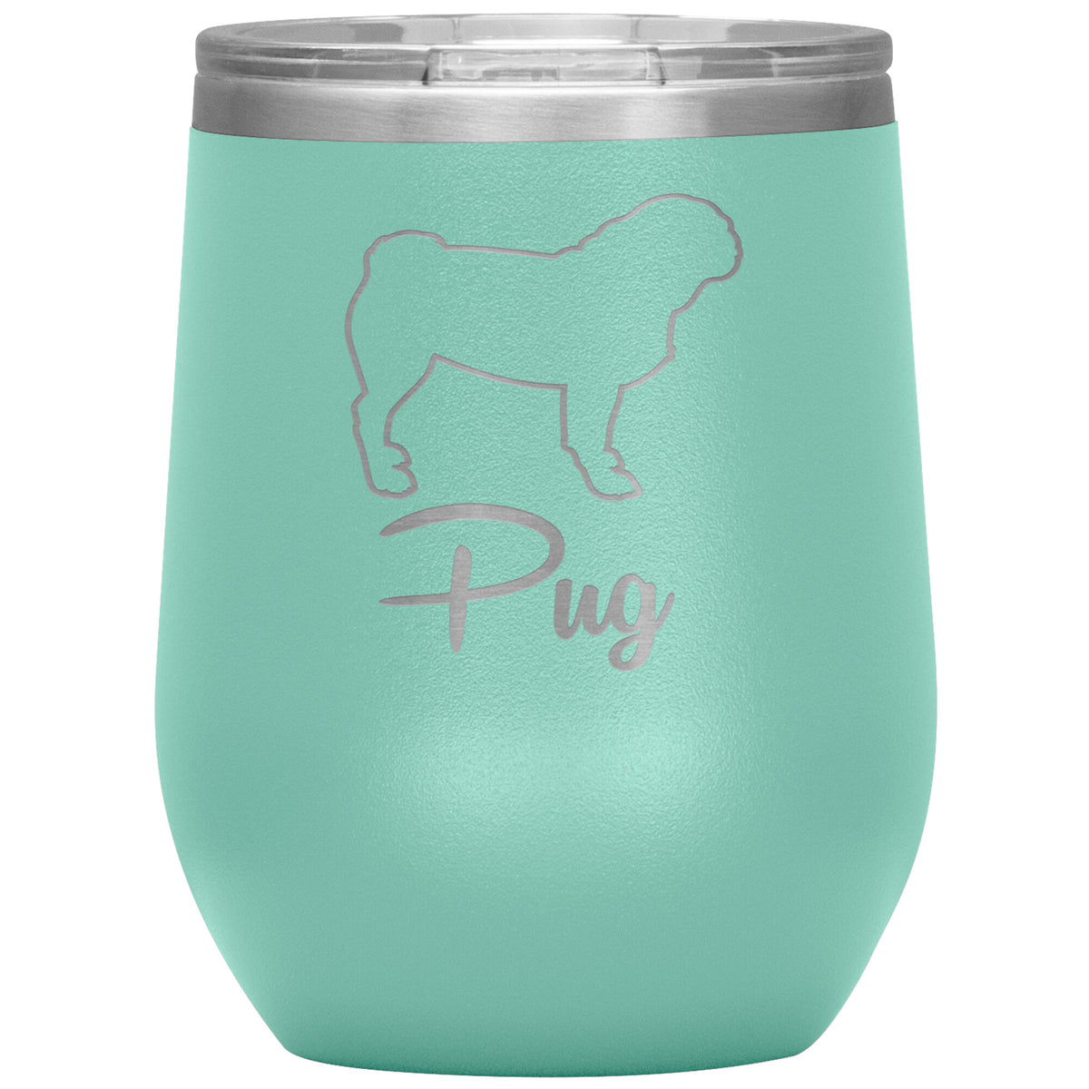 Pug Dog Outlined Silhouette 12oz Wine Insulated Tumbler