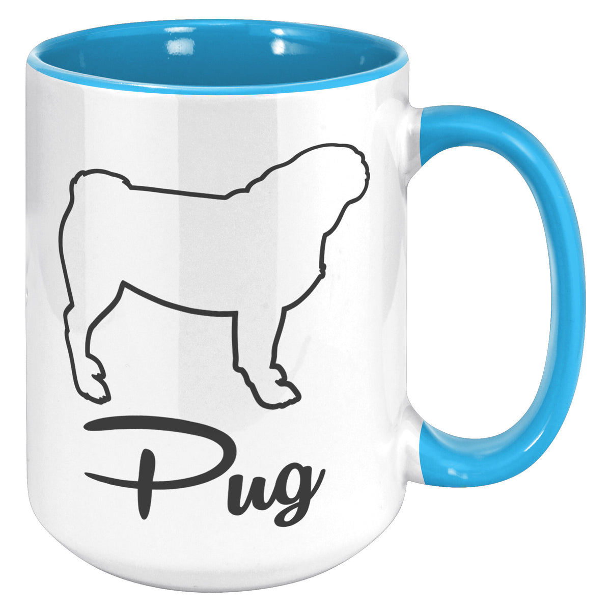 Pug Dog Outlined Silhouette 15oz Accent Mug