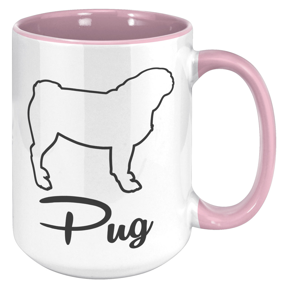 Pug Dog Outlined Silhouette 15oz Accent Mug