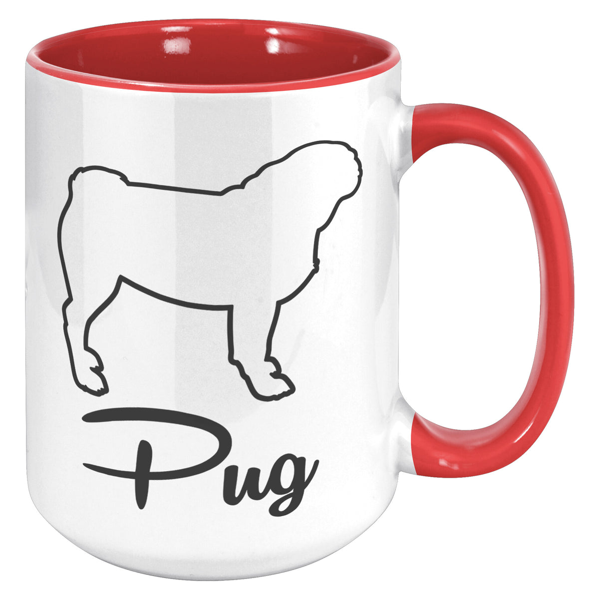 Pug Dog Outlined Silhouette 15oz Accent Mug