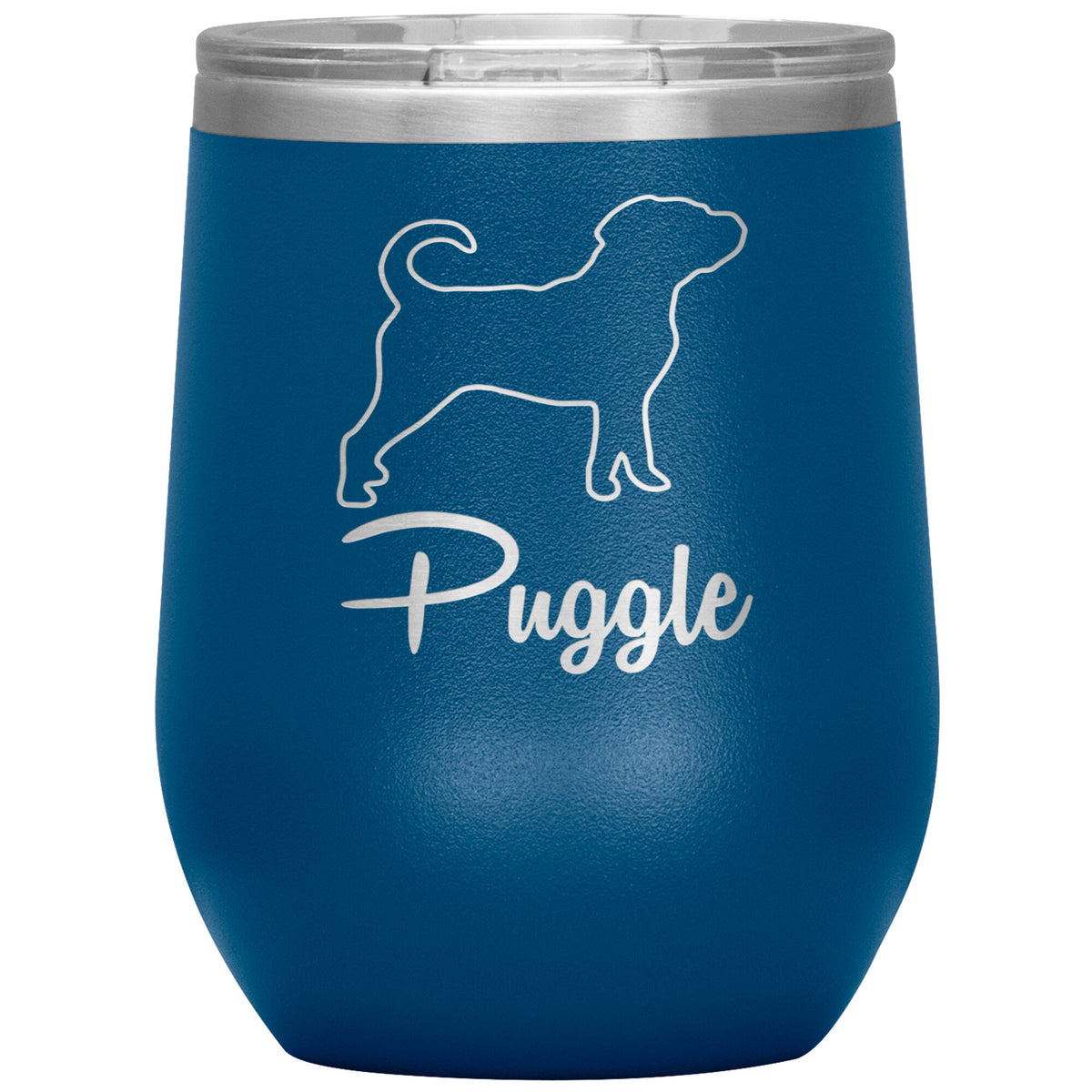 Puggle Dog Outlined Silhouette 12oz Wine Insulated Tumbler