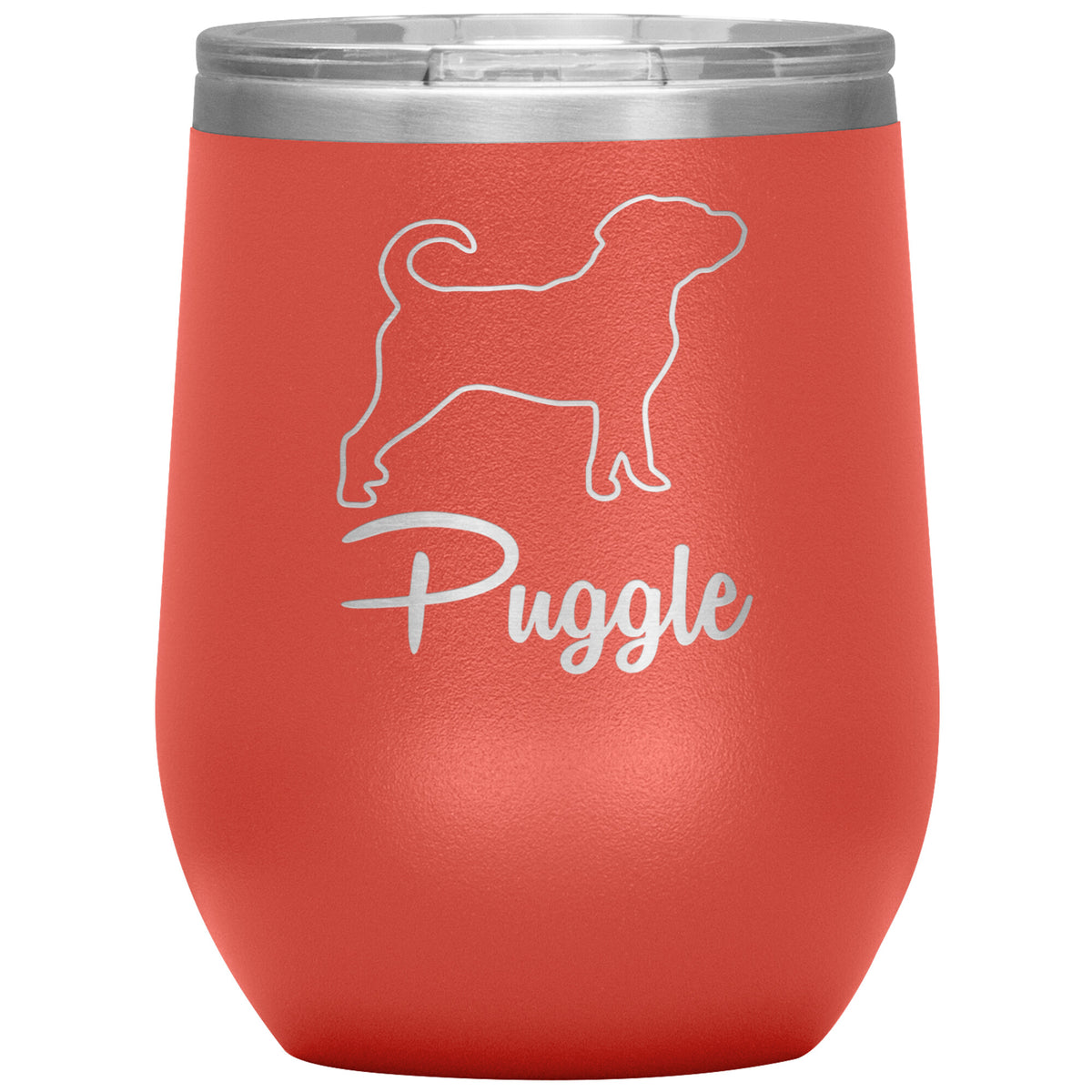 Puggle Dog Outlined Silhouette 12oz Wine Insulated Tumbler