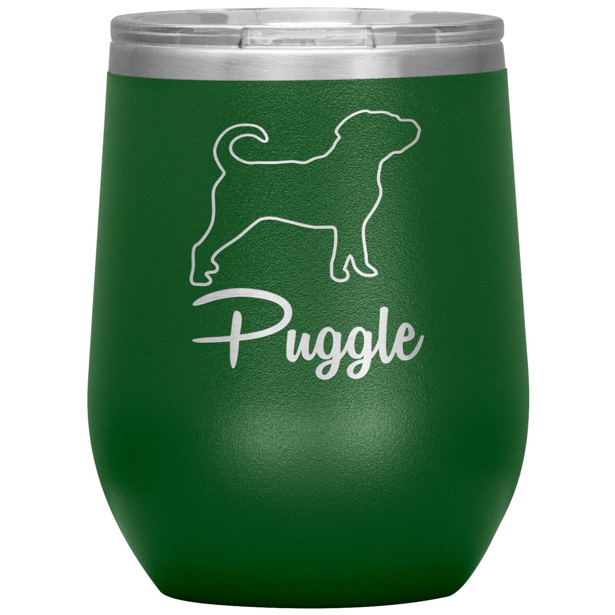 Puggle Dog Outlined Silhouette 12oz Wine Insulated Tumbler