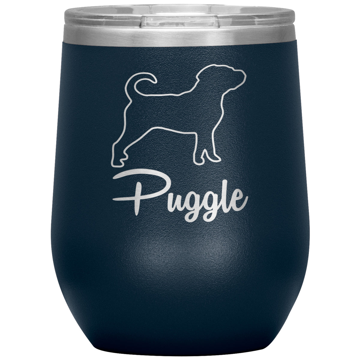Puggle Dog Outlined Silhouette 12oz Wine Insulated Tumbler