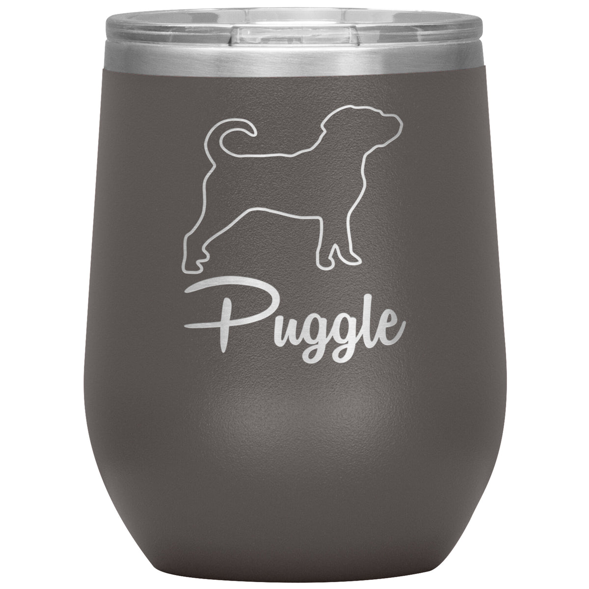 Puggle Dog Outlined Silhouette 12oz Wine Insulated Tumbler