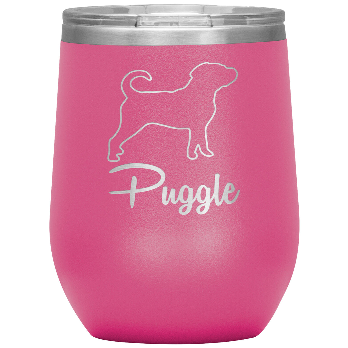 Puggle Dog Outlined Silhouette 12oz Wine Insulated Tumbler