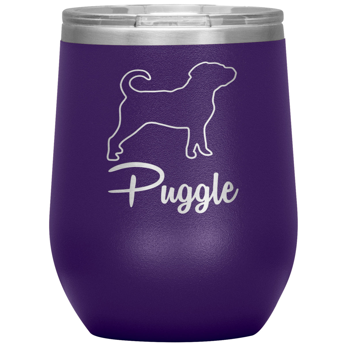 Puggle Dog Outlined Silhouette 12oz Wine Insulated Tumbler