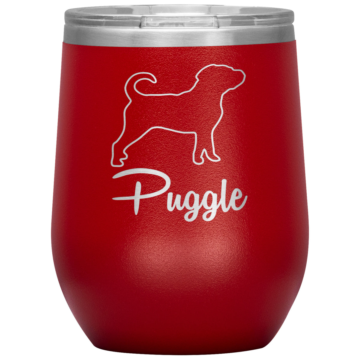 Puggle Dog Outlined Silhouette 12oz Wine Insulated Tumbler