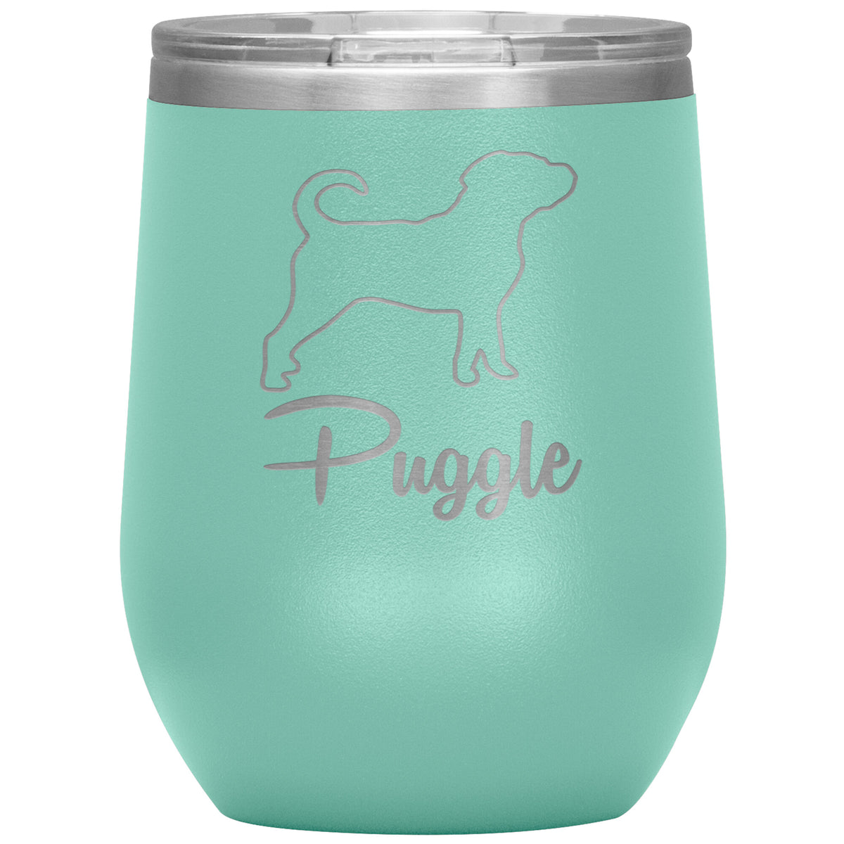 Puggle Dog Outlined Silhouette 12oz Wine Insulated Tumbler