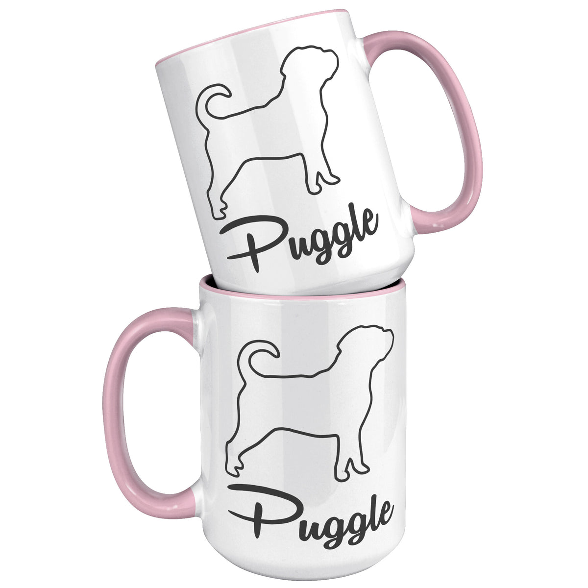 Puggle Dog Outlined Silhouette 15oz Accent Mug