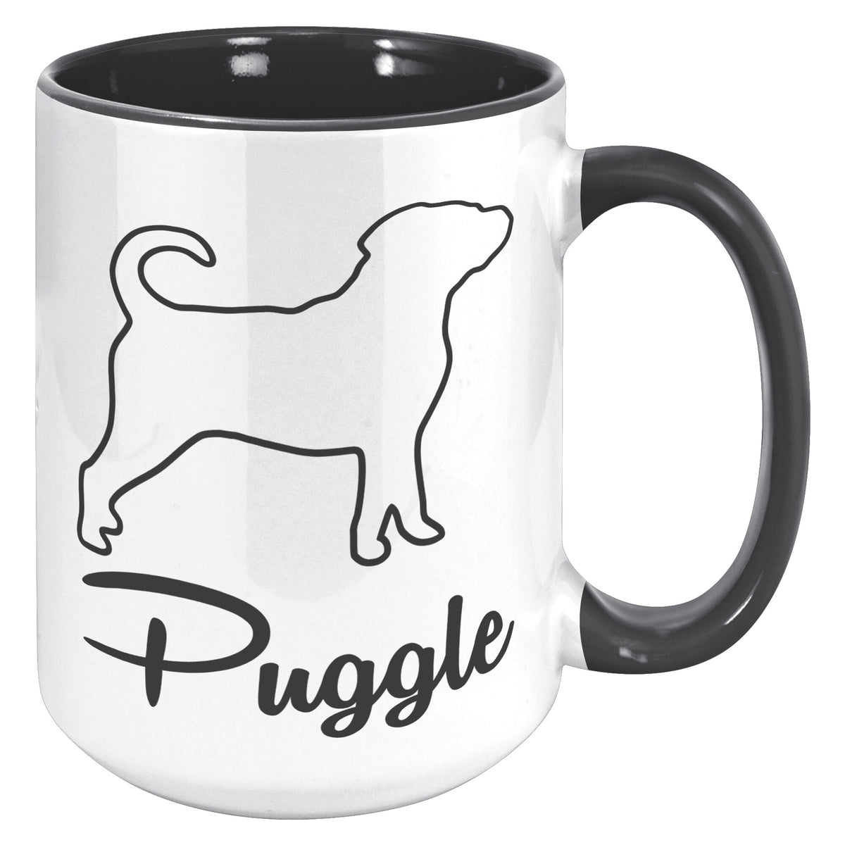 Puggle Dog Outlined Silhouette 15oz Accent Mug
