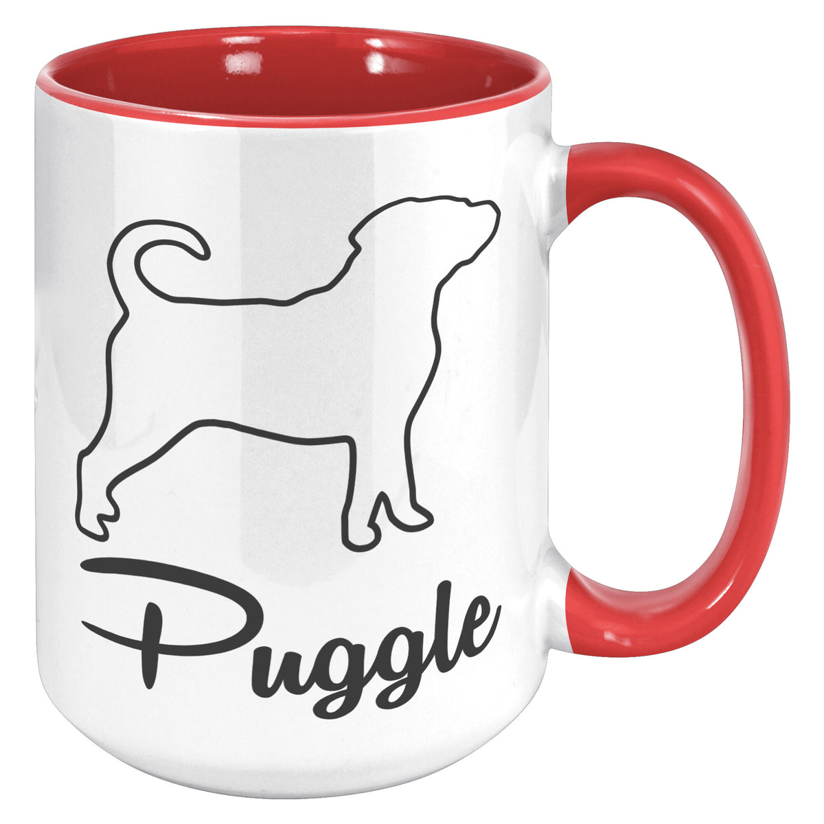 Puggle Dog Outlined Silhouette 15oz Accent Mug