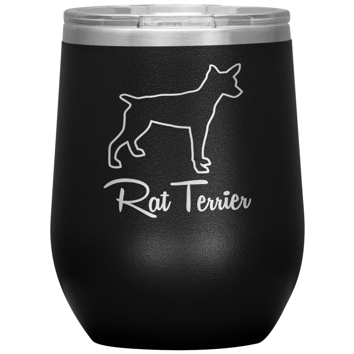 Rat Terrier Dog Outlined Silhouette 12oz Wine Insulated Tumbler