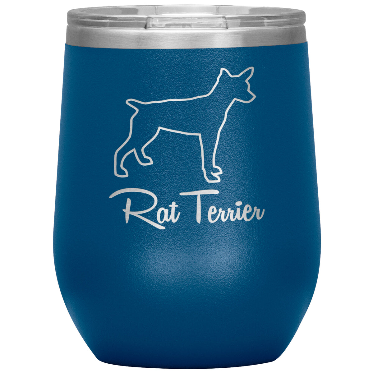 Rat Terrier Dog Outlined Silhouette 12oz Wine Insulated Tumbler