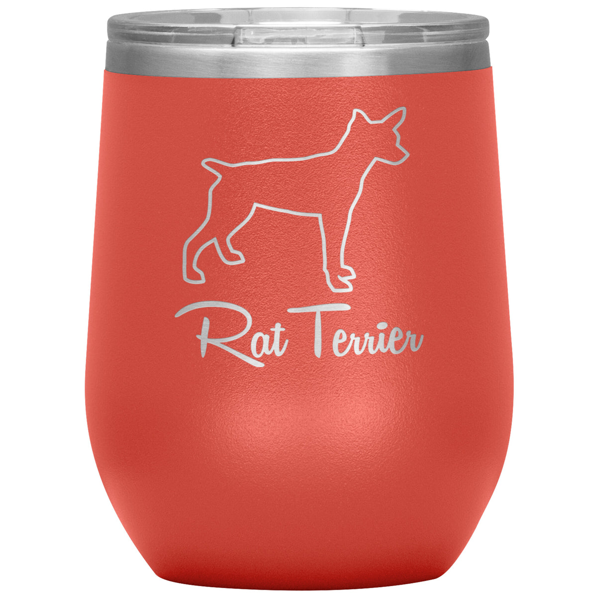 Rat Terrier Dog Outlined Silhouette 12oz Wine Insulated Tumbler