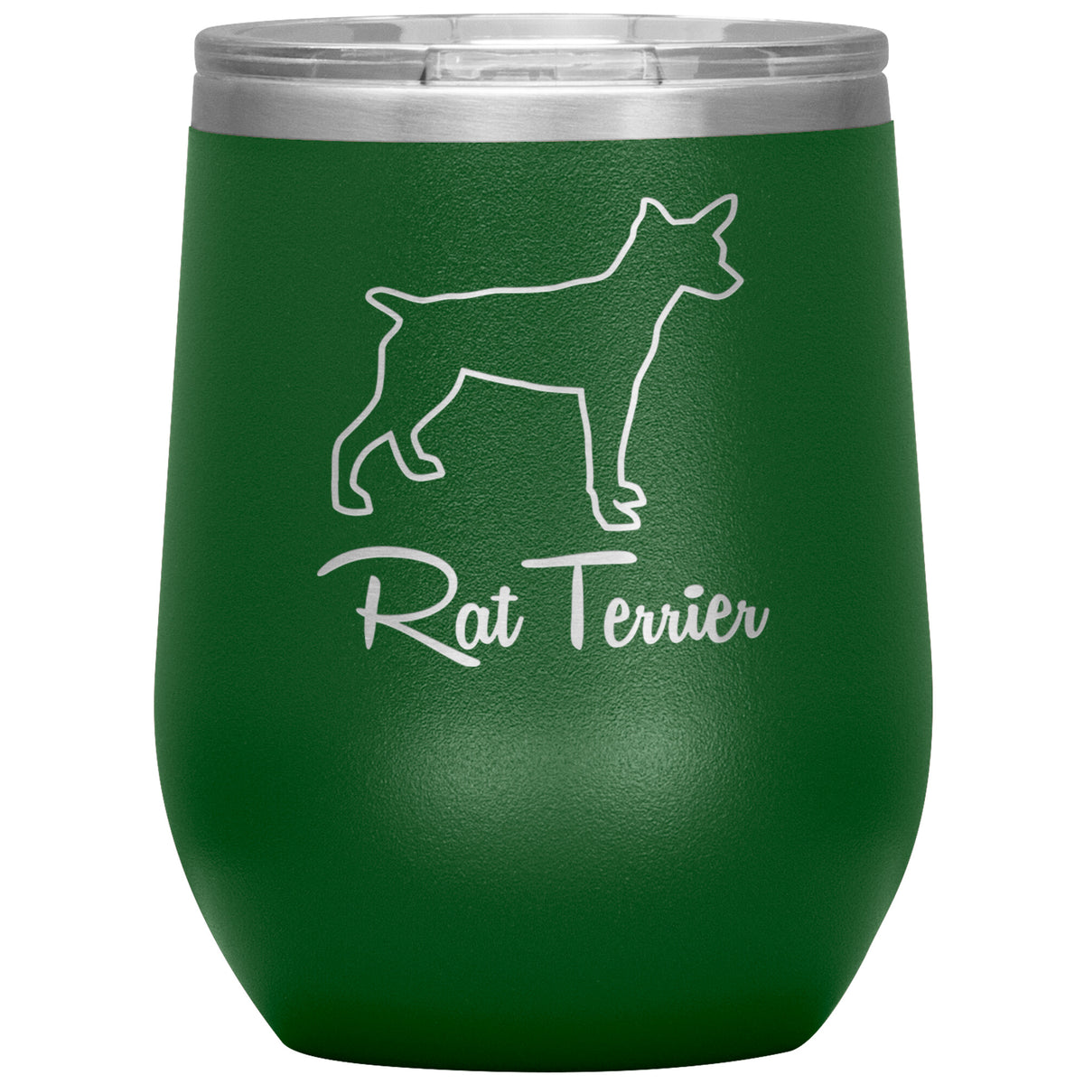 Rat Terrier Dog Outlined Silhouette 12oz Wine Insulated Tumbler