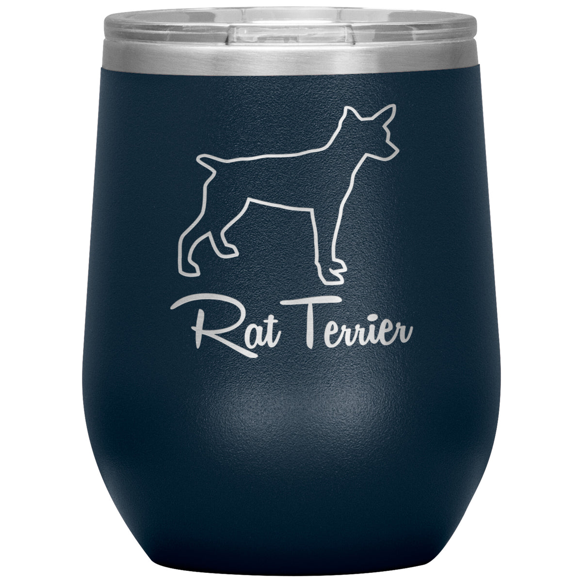 Rat Terrier Dog Outlined Silhouette 12oz Wine Insulated Tumbler