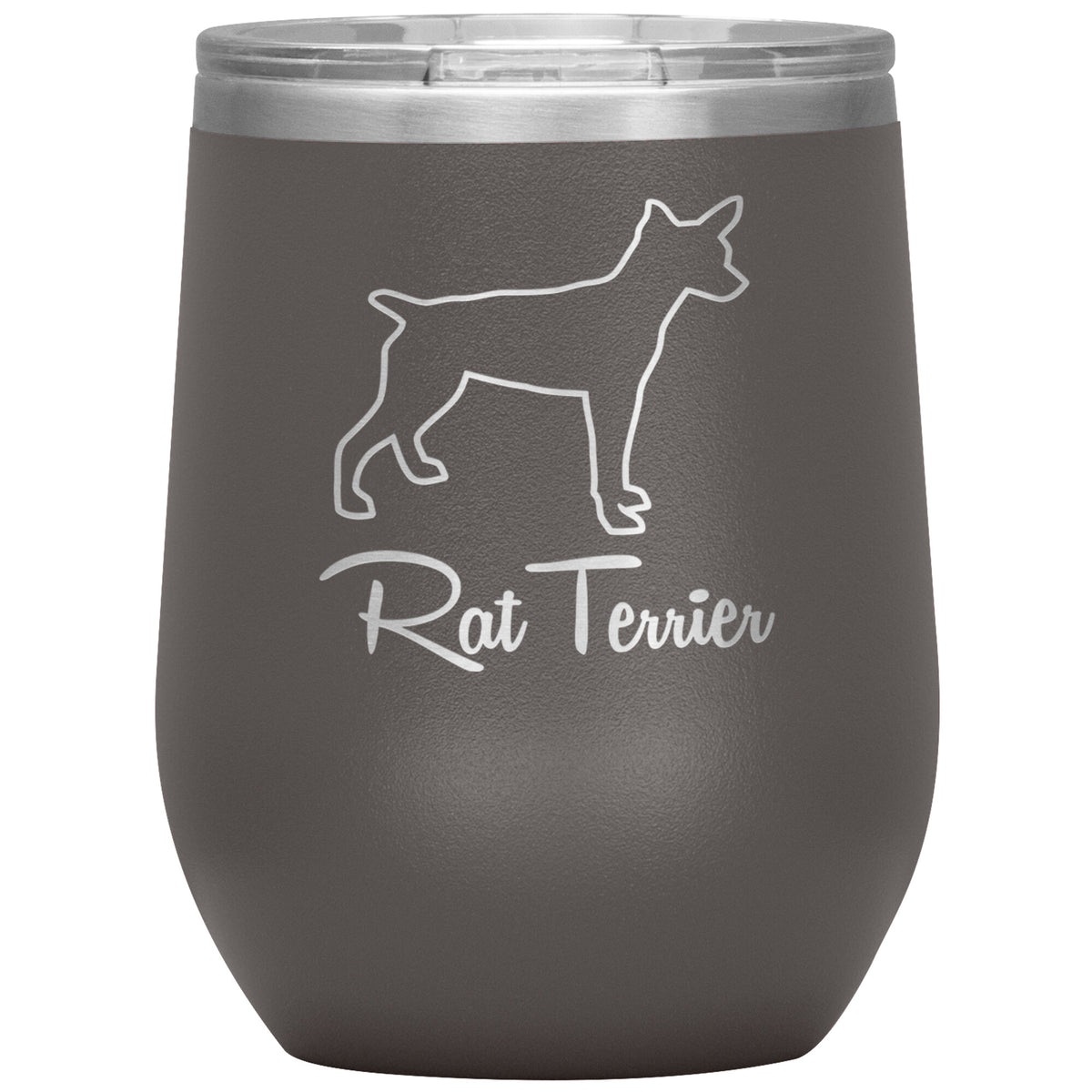 Rat Terrier Dog Outlined Silhouette 12oz Wine Insulated Tumbler