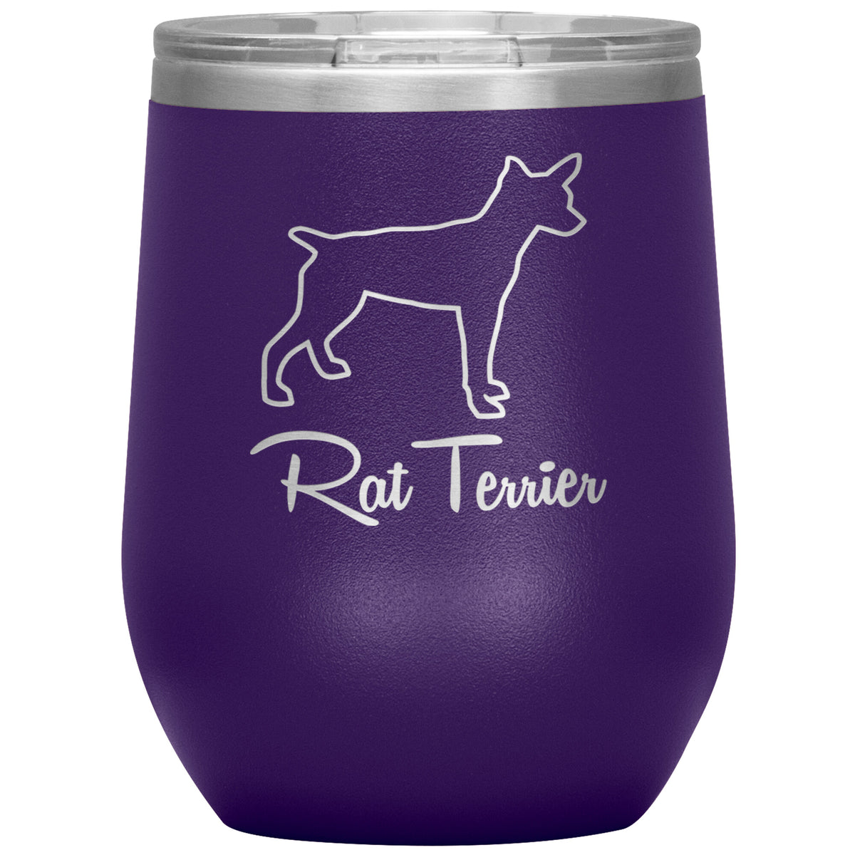 Rat Terrier Dog Outlined Silhouette 12oz Wine Insulated Tumbler