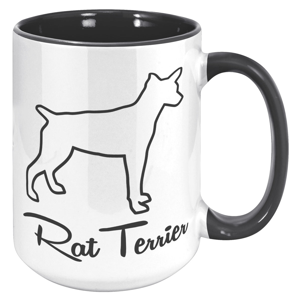 Rat Terrier Dog Outlined Silhouette 15oz Accent Mug