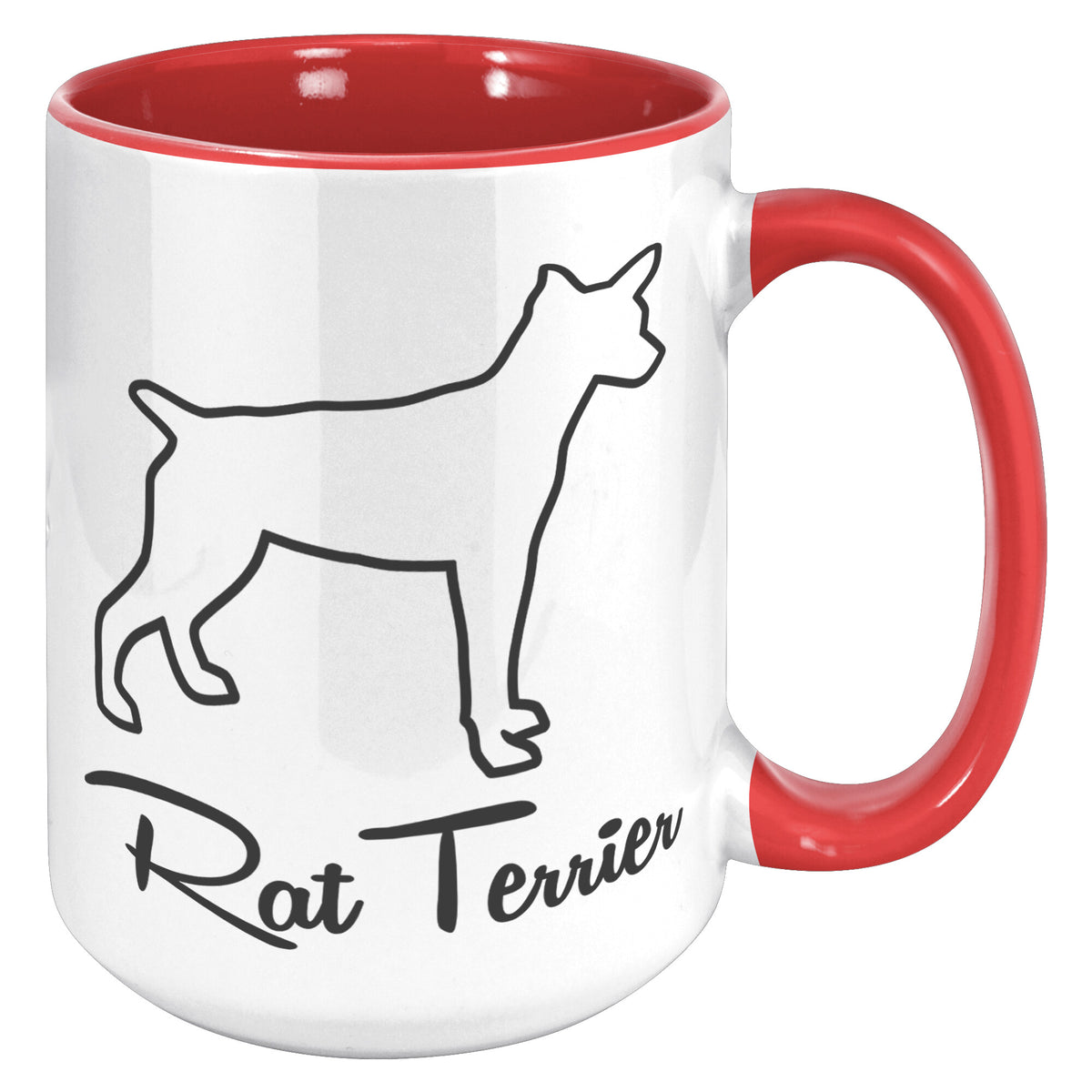 Rat Terrier Dog Outlined Silhouette 15oz Accent Mug