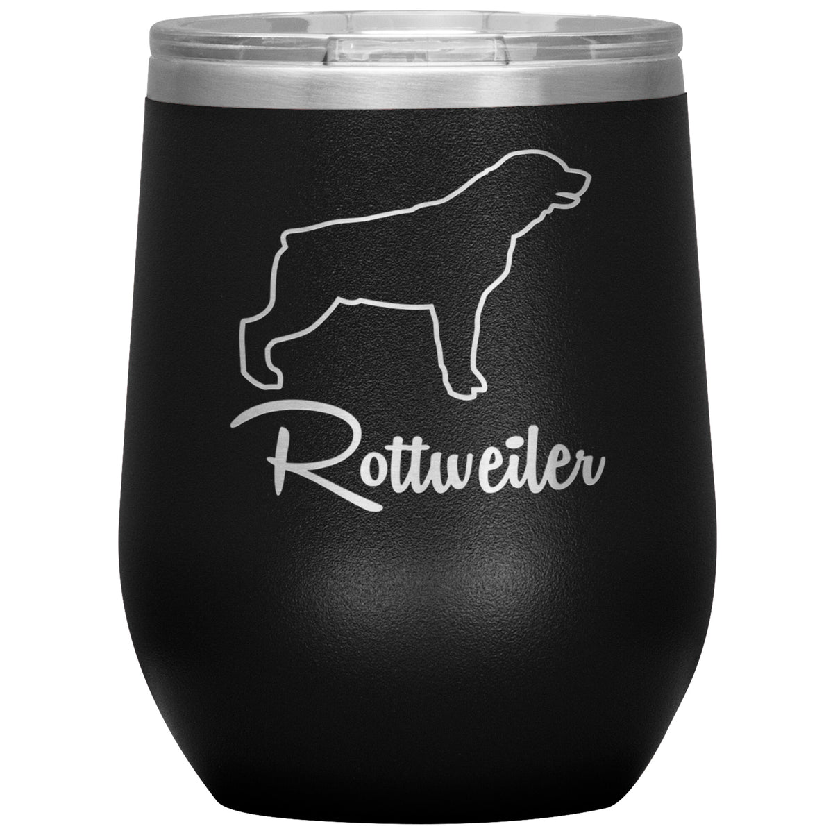 Rottweiler Dog Outlined Silhouette 12oz Wine Insulated Tumbler
