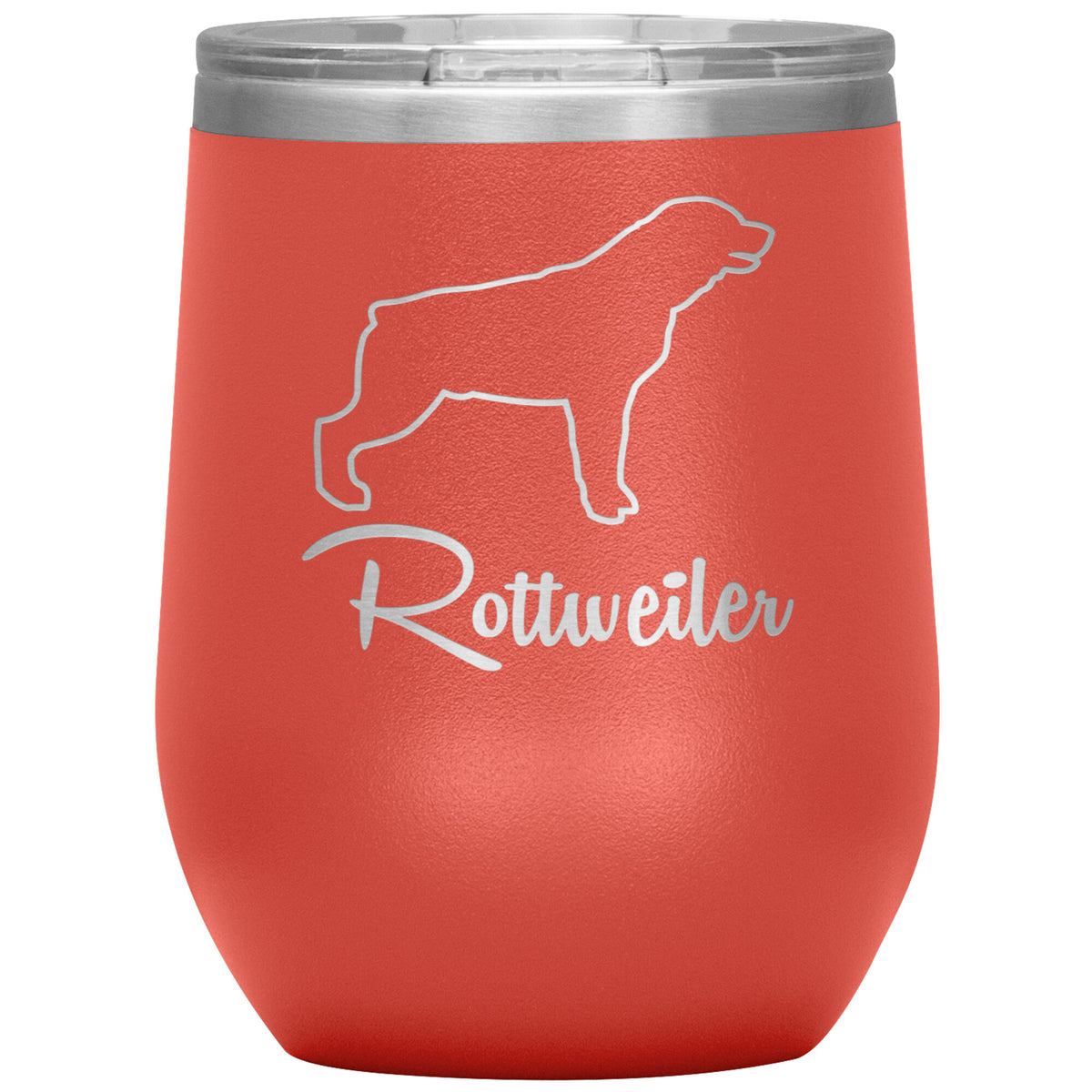 Rottweiler Dog Outlined Silhouette 12oz Wine Insulated Tumbler