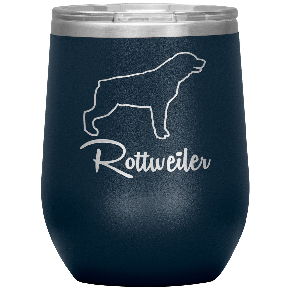 Rottweiler Dog Outlined Silhouette 12oz Wine Insulated Tumbler