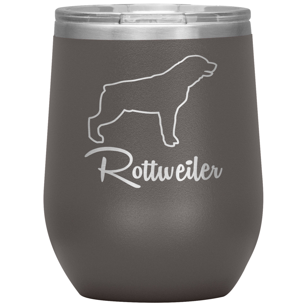 Rottweiler Dog Outlined Silhouette 12oz Wine Insulated Tumbler