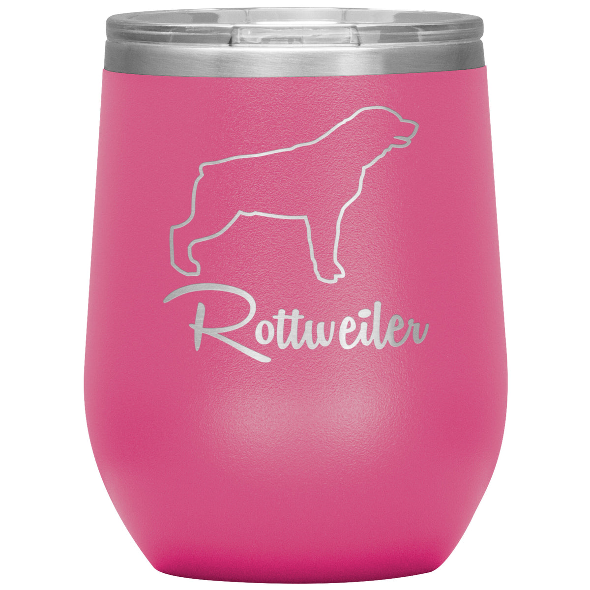 Rottweiler Dog Outlined Silhouette 12oz Wine Insulated Tumbler
