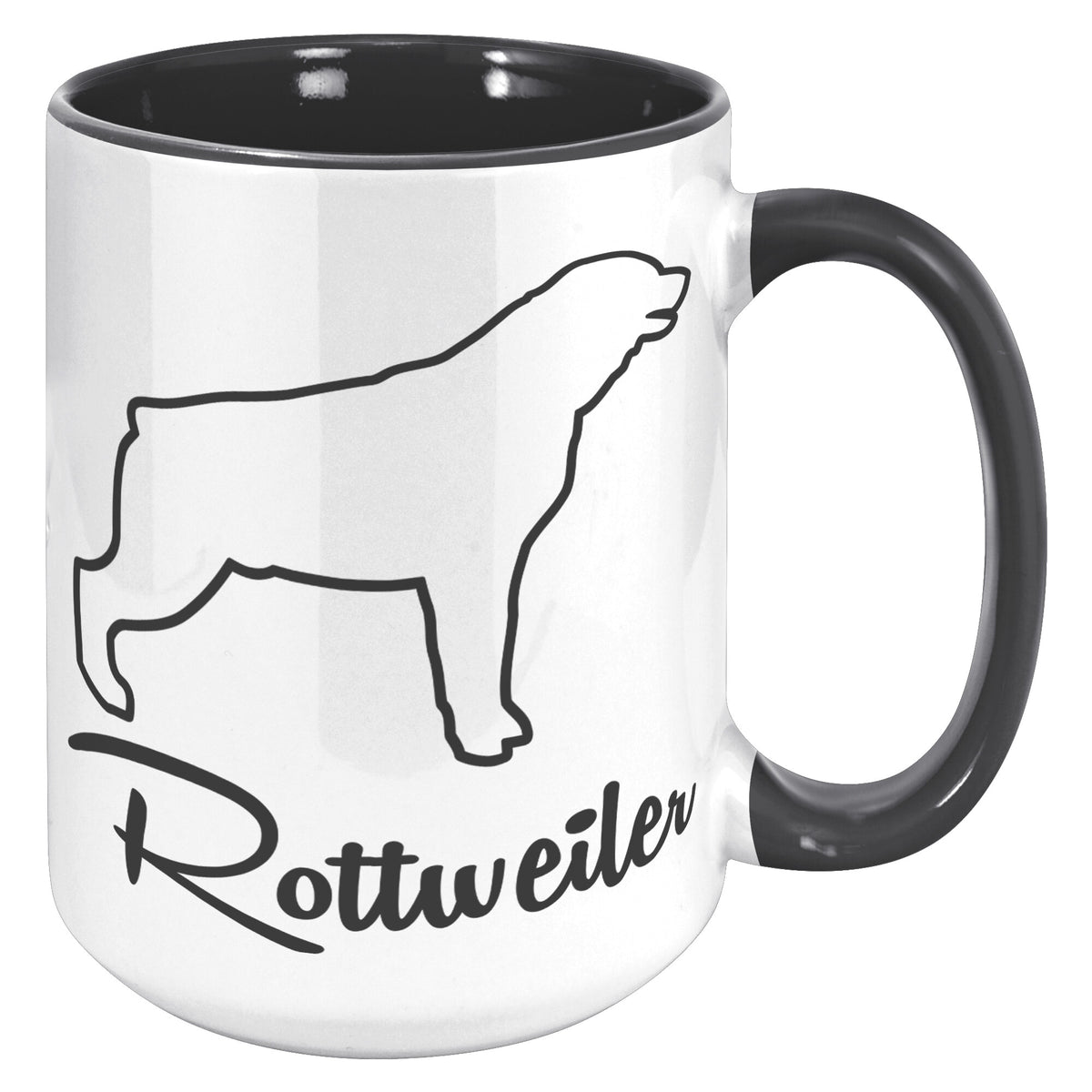 Rottweiler Dog Outlined Silhouette 15oz Accent Mug