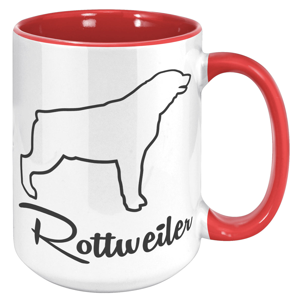 Rottweiler Dog Outlined Silhouette 15oz Accent Mug