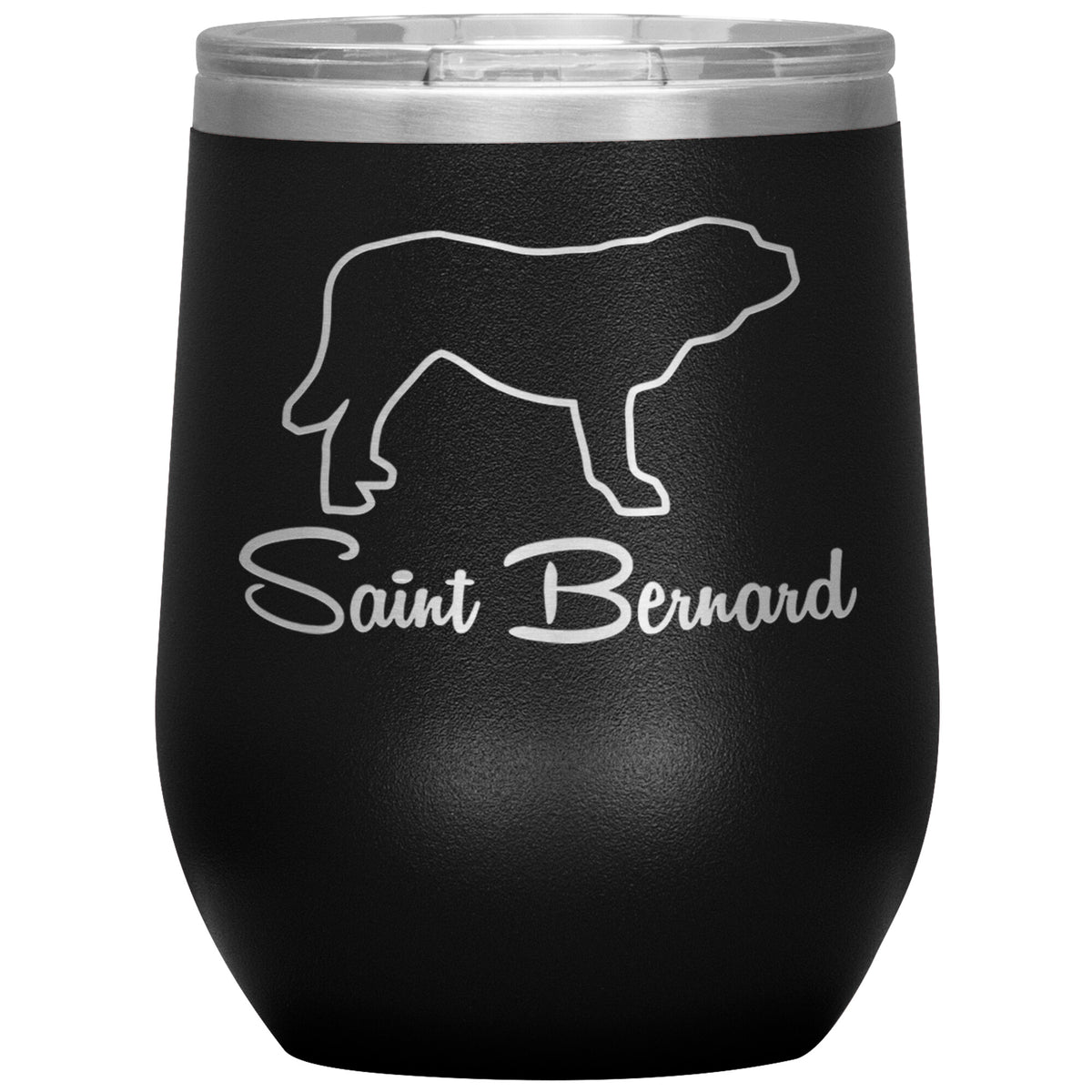 Saint Bernard Dog Outlined Silhouette 12oz Wine Insulated Tumbler