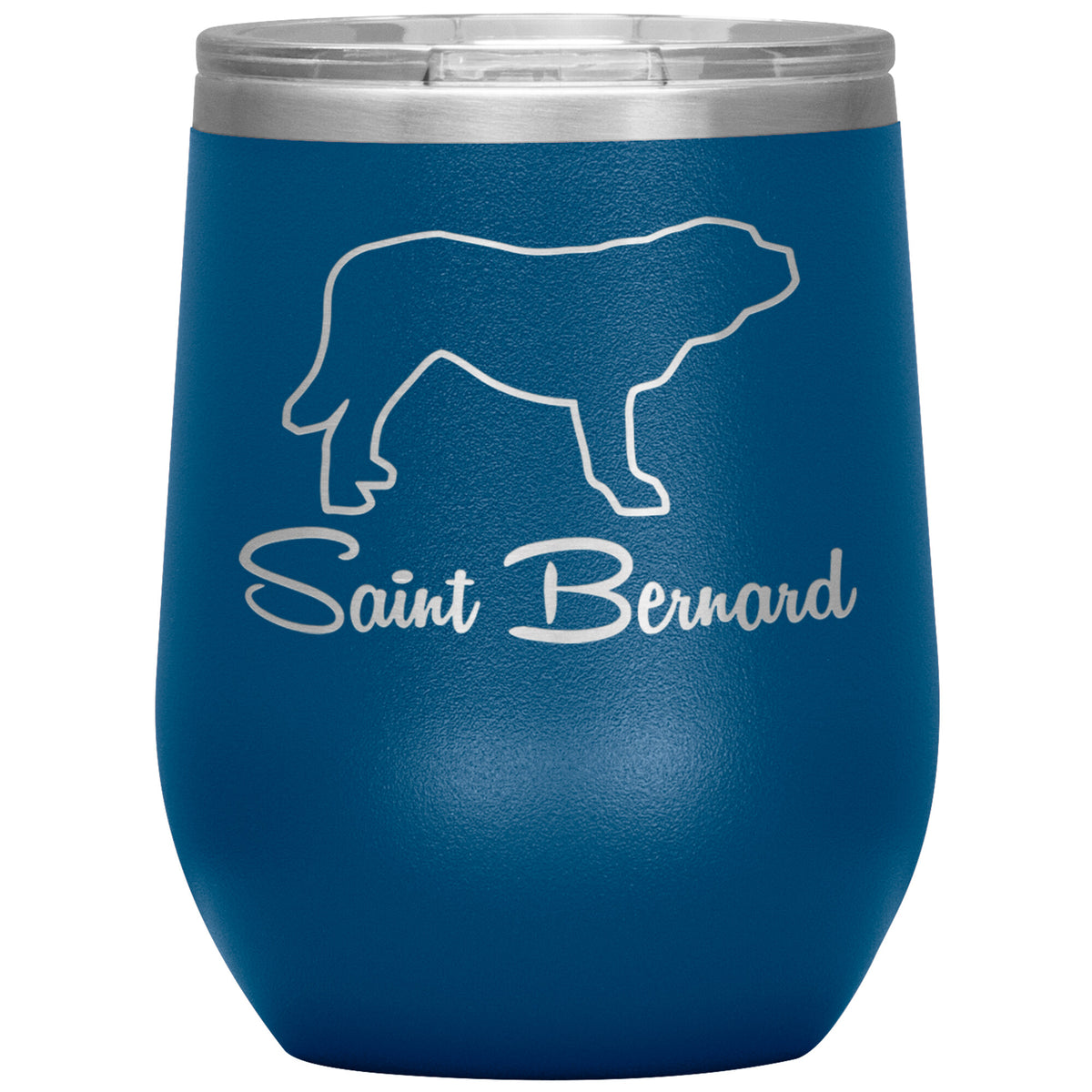 Saint Bernard Dog Outlined Silhouette 12oz Wine Insulated Tumbler