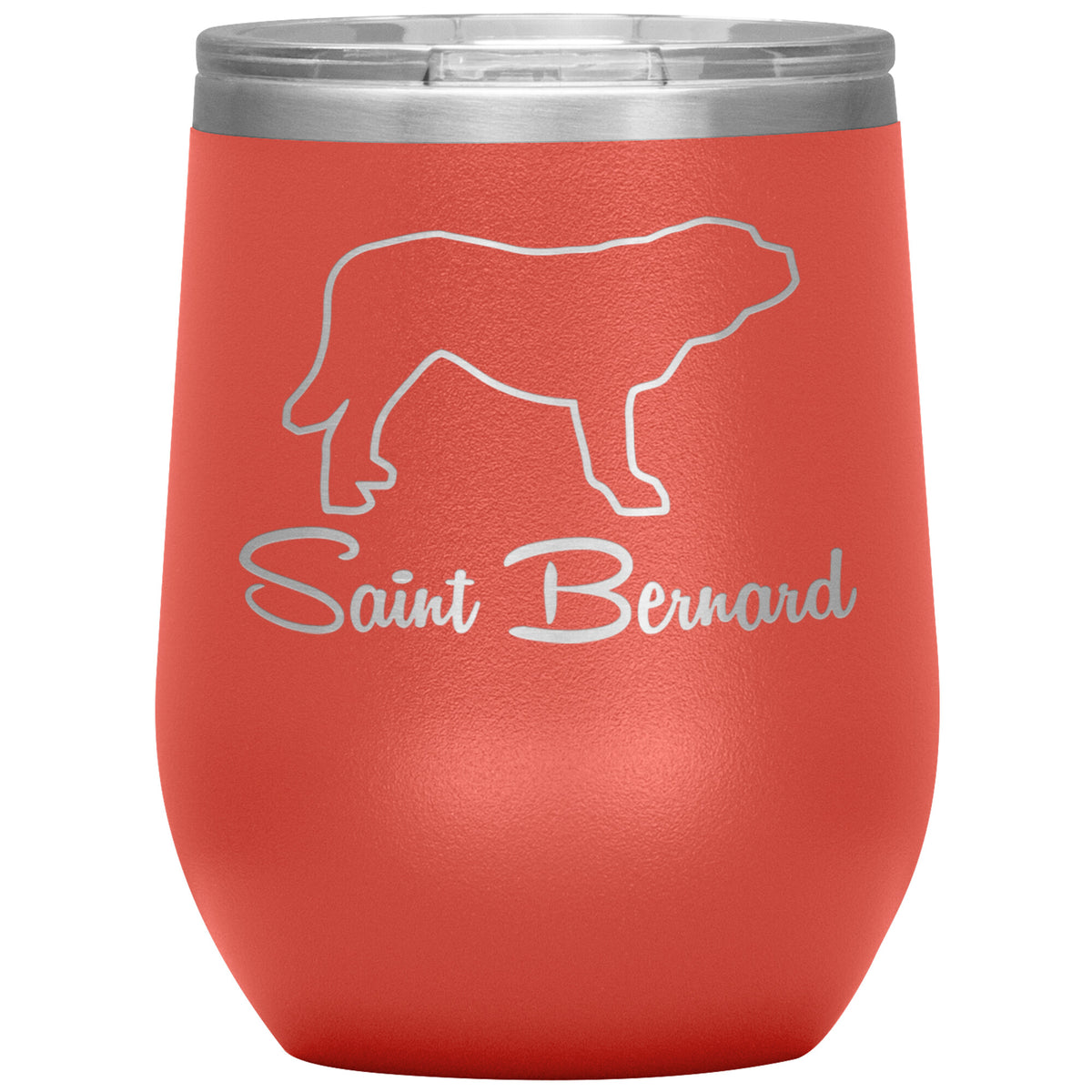Saint Bernard Dog Outlined Silhouette 12oz Wine Insulated Tumbler