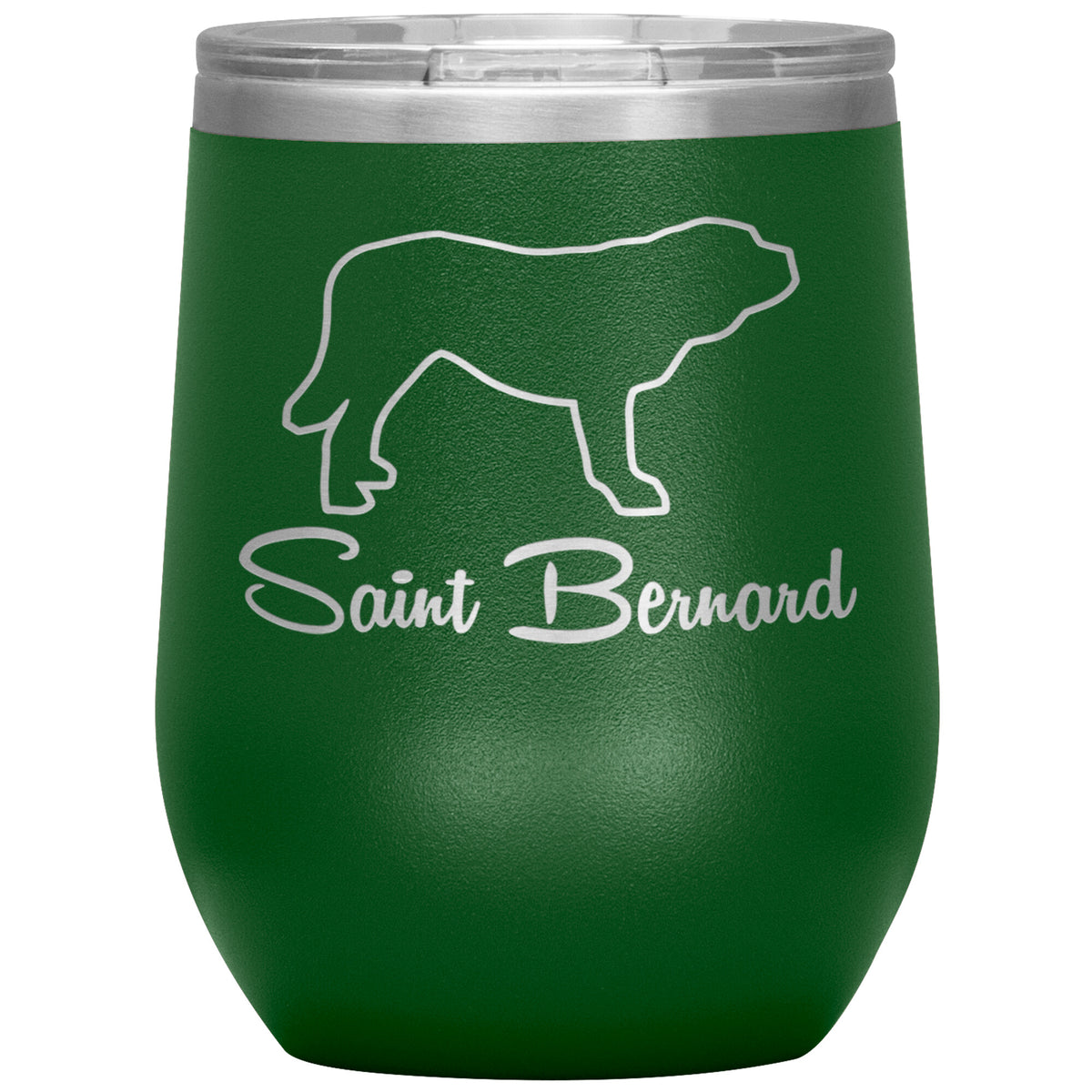 Saint Bernard Dog Outlined Silhouette 12oz Wine Insulated Tumbler