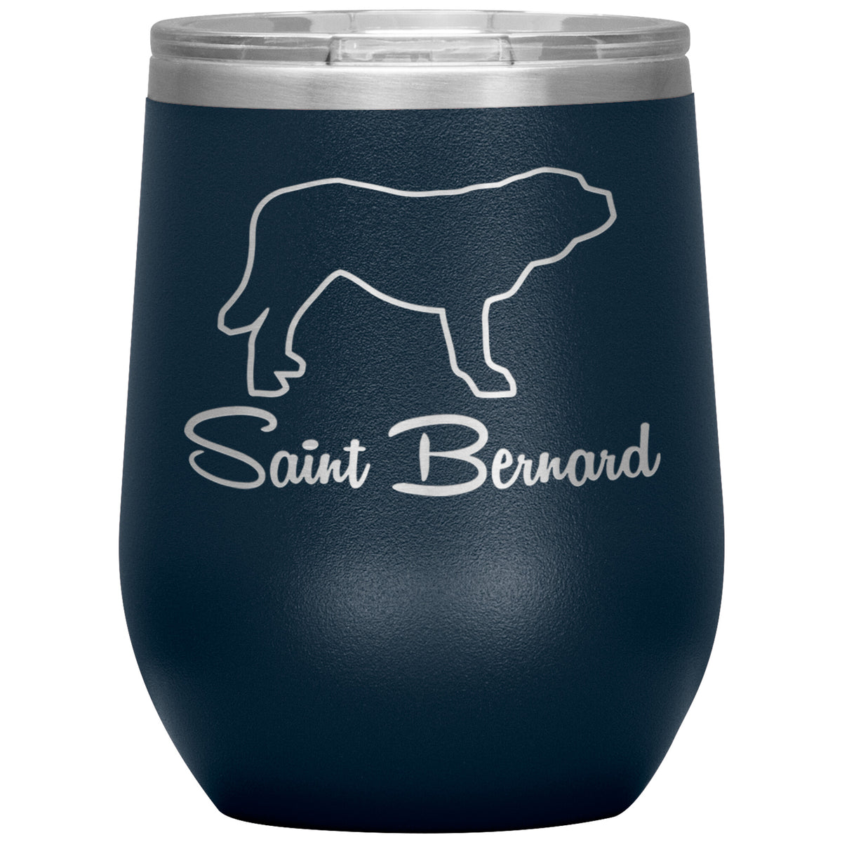 Saint Bernard Dog Outlined Silhouette 12oz Wine Insulated Tumbler