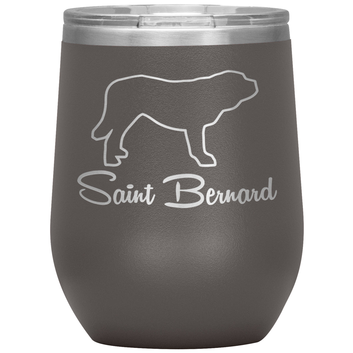 Saint Bernard Dog Outlined Silhouette 12oz Wine Insulated Tumbler