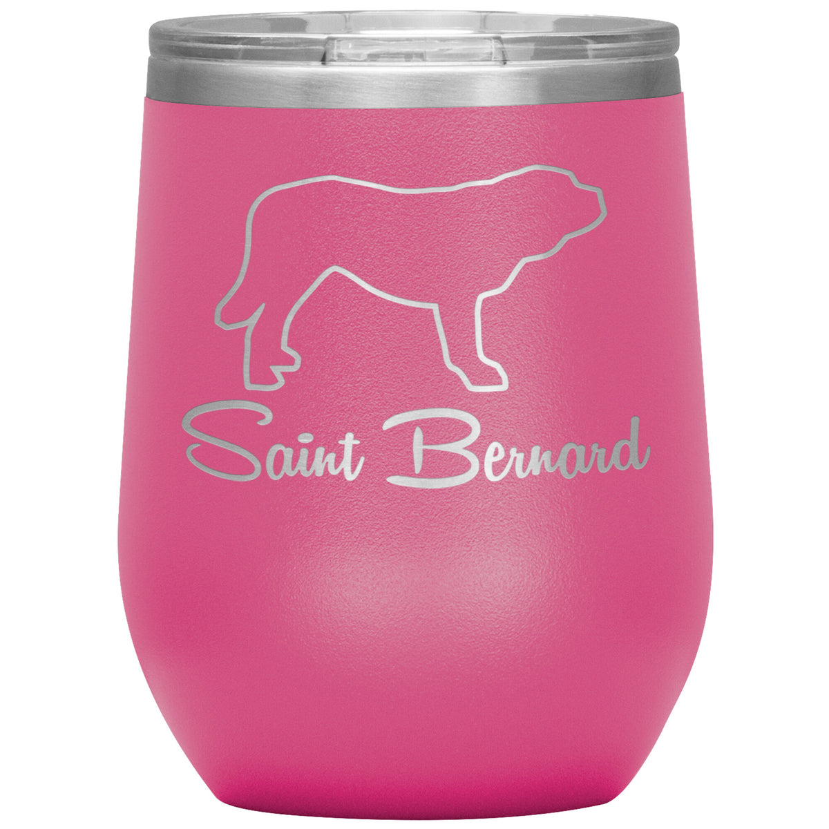 Saint Bernard Dog Outlined Silhouette 12oz Wine Insulated Tumbler