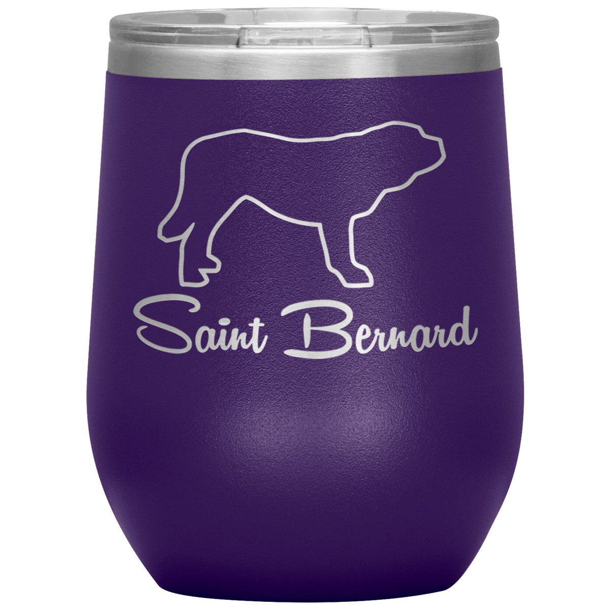 Saint Bernard Dog Outlined Silhouette 12oz Wine Insulated Tumbler
