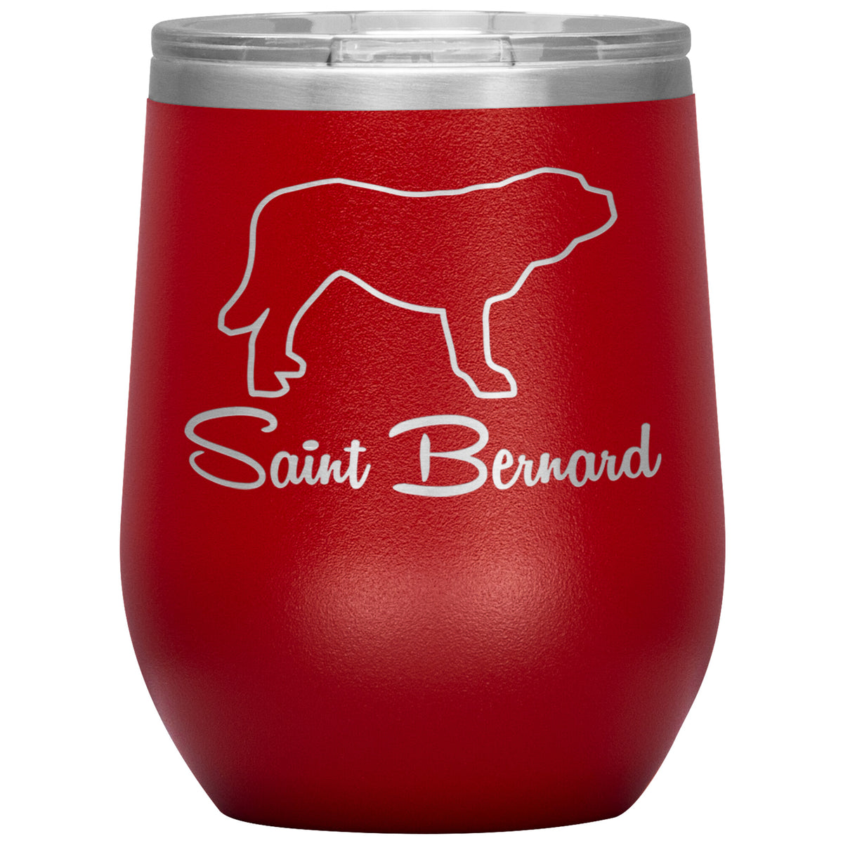 Saint Bernard Dog Outlined Silhouette 12oz Wine Insulated Tumbler