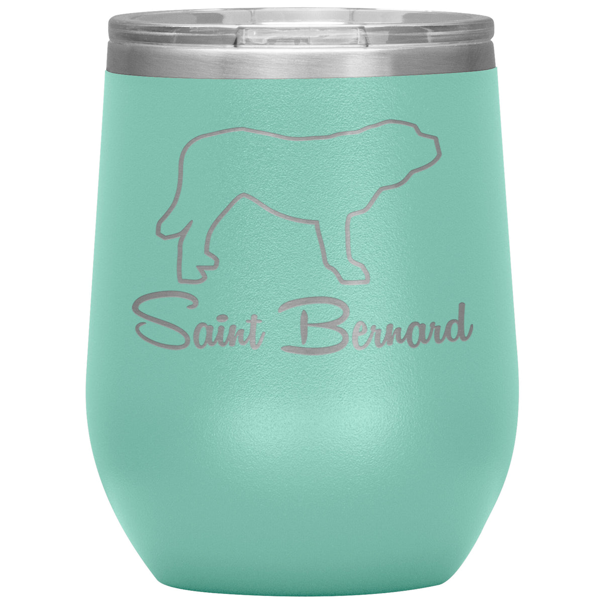 Saint Bernard Dog Outlined Silhouette 12oz Wine Insulated Tumbler