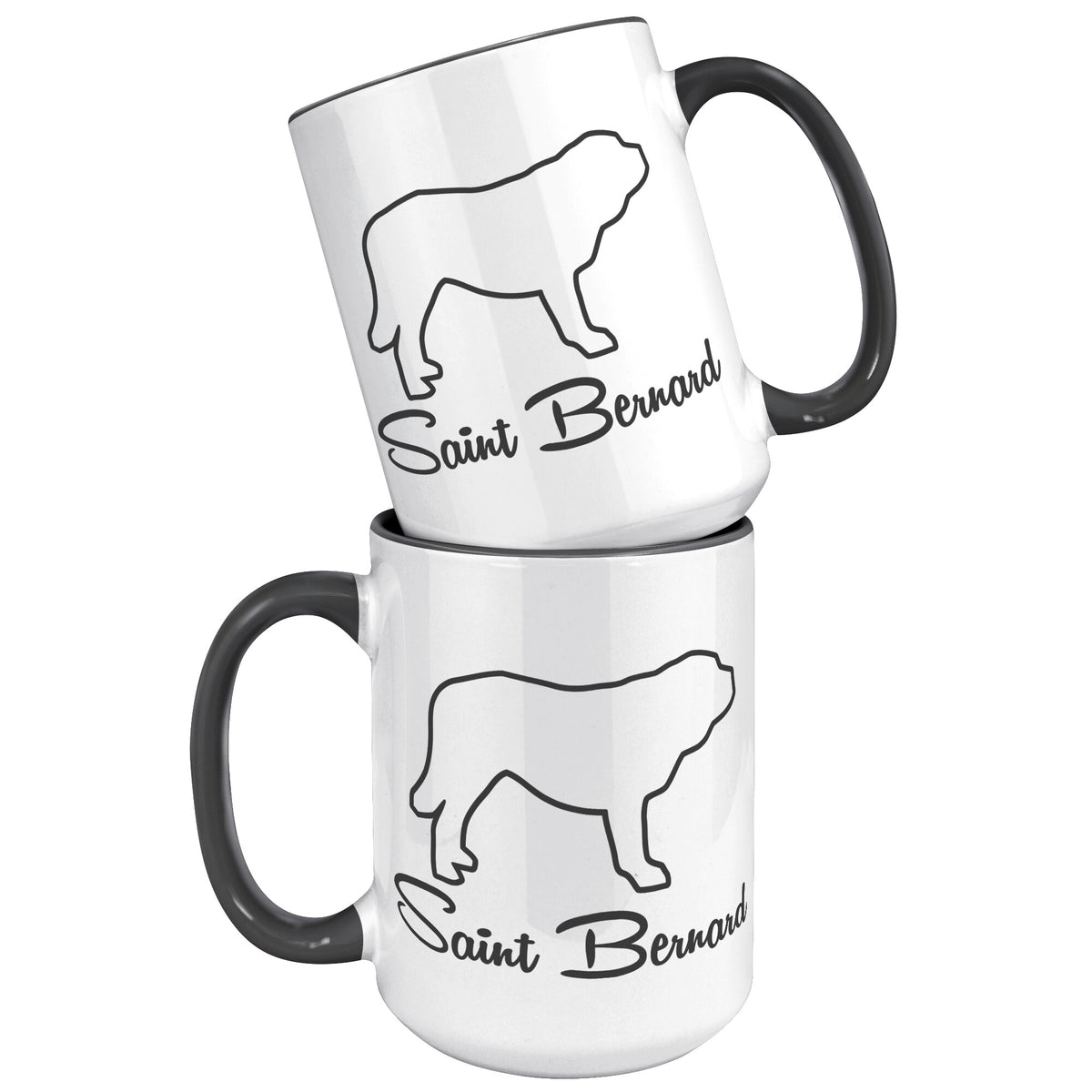 Saint Bernard Dog Outlined Silhouette 15oz Accent Mug