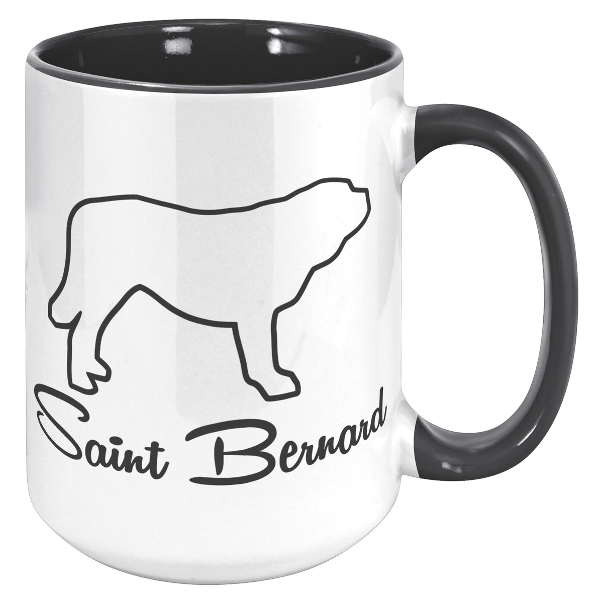 Saint Bernard Dog Outlined Silhouette 15oz Accent Mug