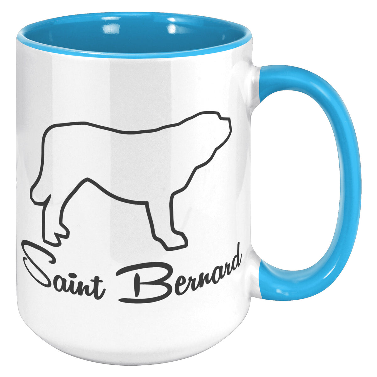 Saint Bernard Dog Outlined Silhouette 15oz Accent Mug