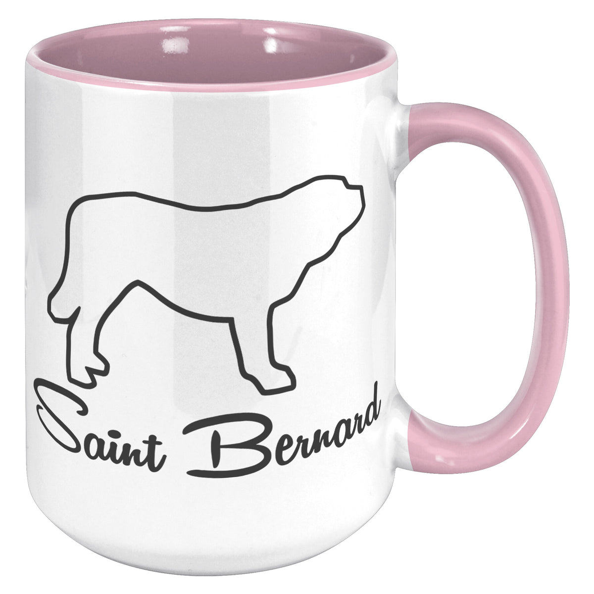Saint Bernard Dog Outlined Silhouette 15oz Accent Mug