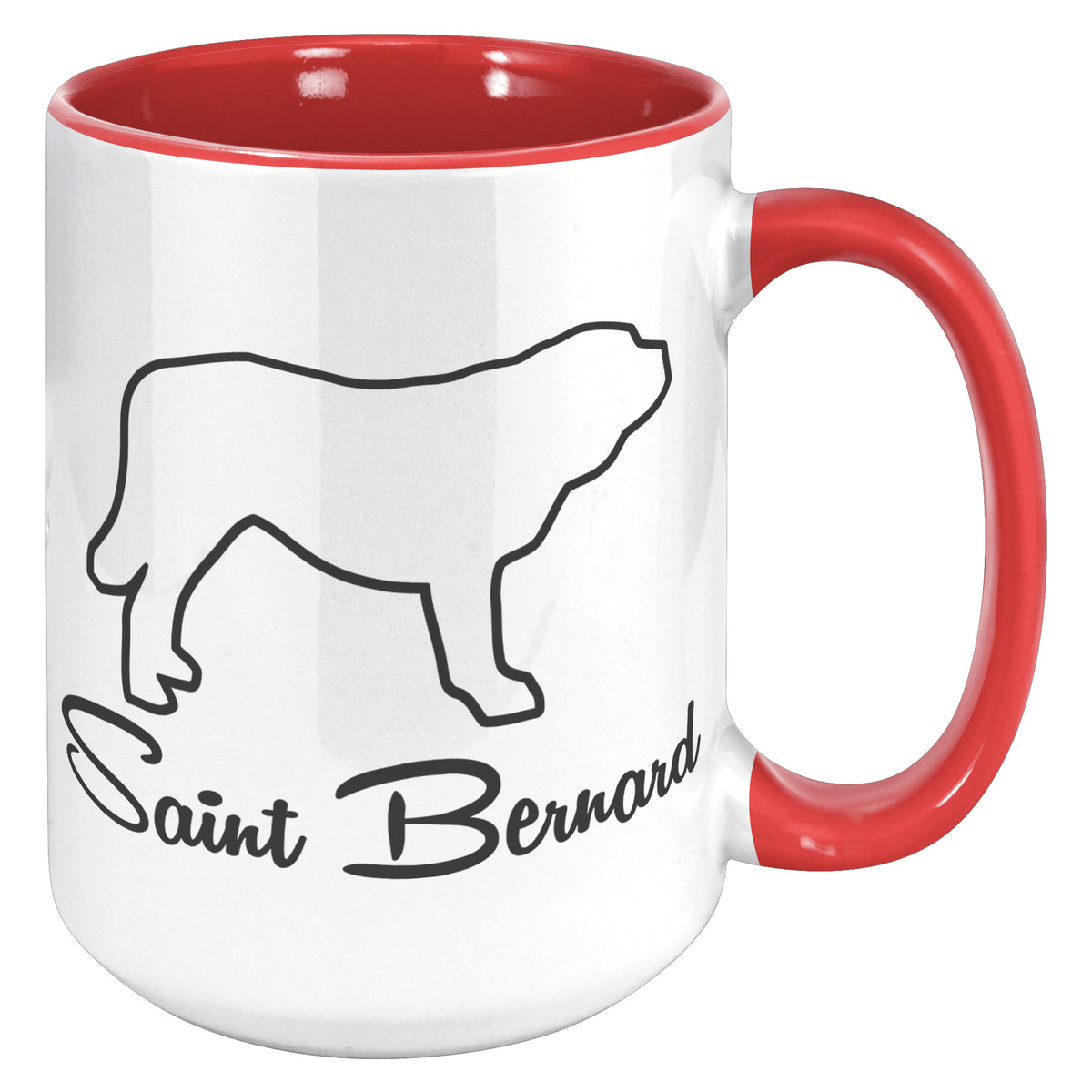 Saint Bernard Dog Outlined Silhouette 15oz Accent Mug